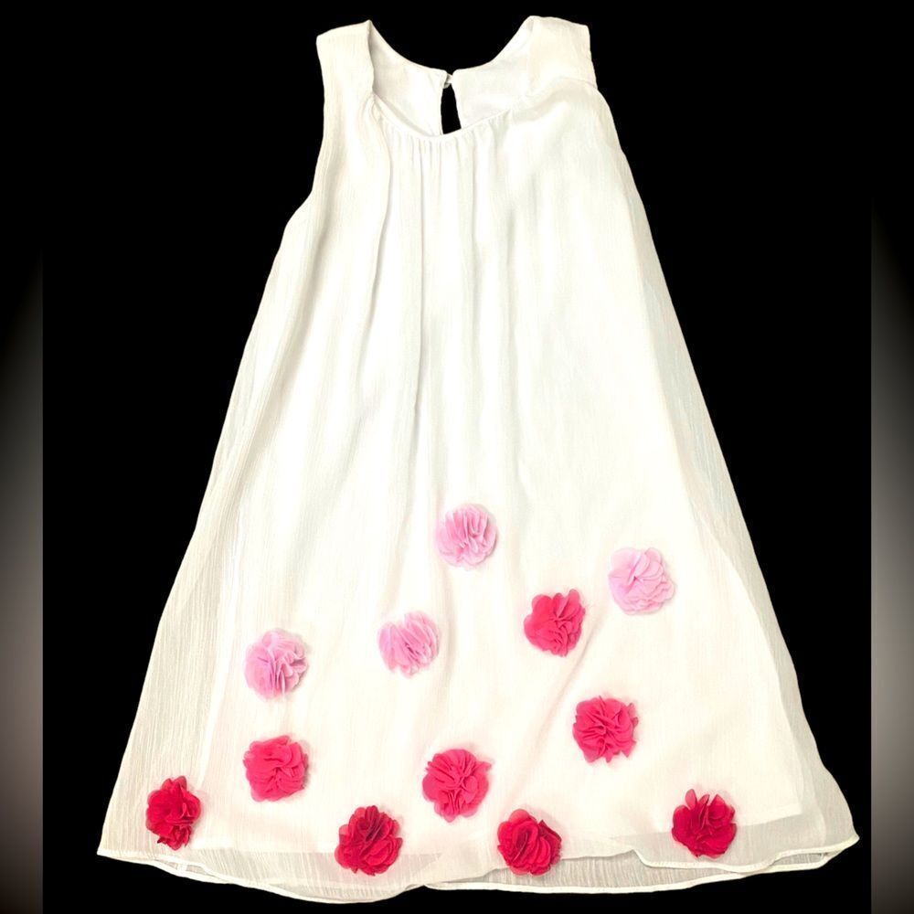 Peaches ‘N Cream White Sleeveless Dress with 3D Flowers